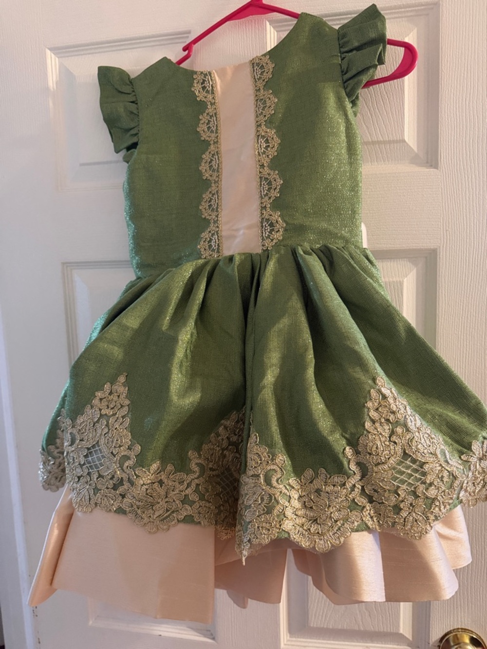Green and Cream Girls' Princess dress